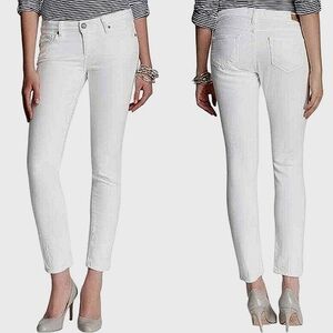 🌸 $10 SALE Paige Denim Skyline Ankle Crop Peg Jeans White Anthropologie 29